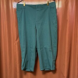 Catherines Teal Capris with Button Accents